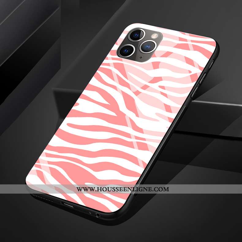 Étui iPhone 11 Pro Max Modèle Fleurie Silicone Téléphone Portable Mode Coque Protection Verre Rose