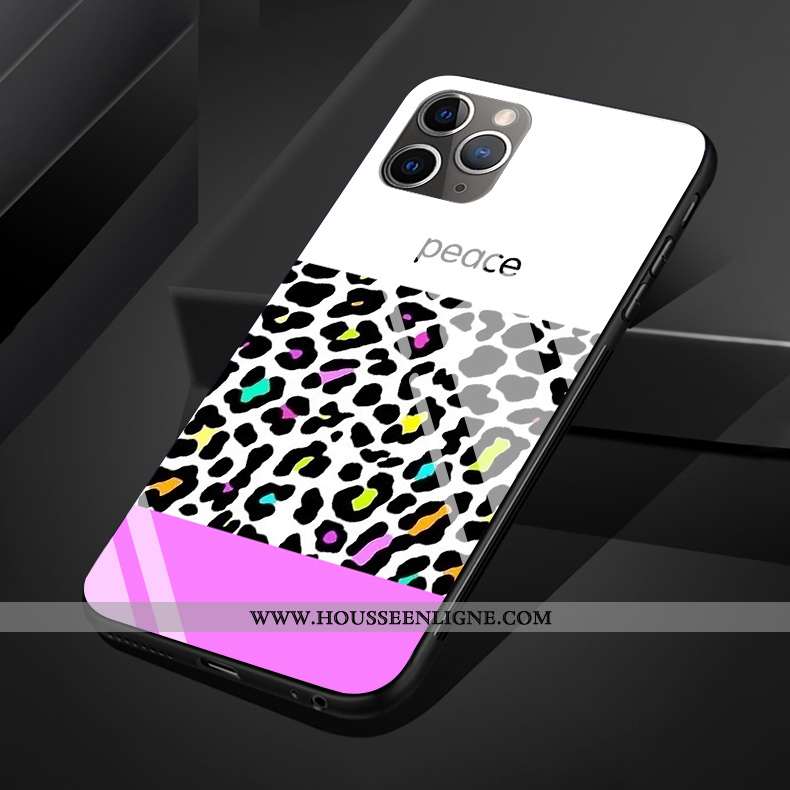 Étui iPhone 11 Pro Max Modèle Fleurie Silicone Téléphone Portable Mode Coque Protection Verre Rose
