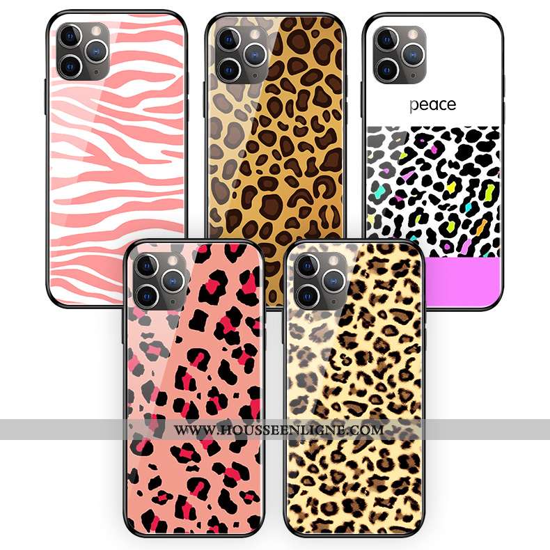 Étui iPhone 11 Pro Max Modèle Fleurie Silicone Téléphone Portable Mode Coque Protection Verre Rose