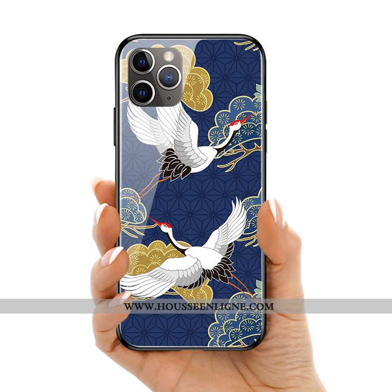 Étui iPhone 11 Pro Max Original Silicone Verre Bleu Personnalité Coque Art