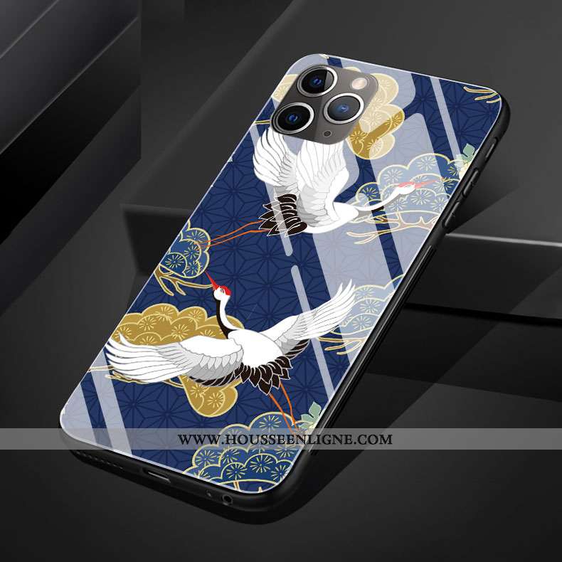 Étui iPhone 11 Pro Max Original Silicone Verre Bleu Personnalité Coque Art