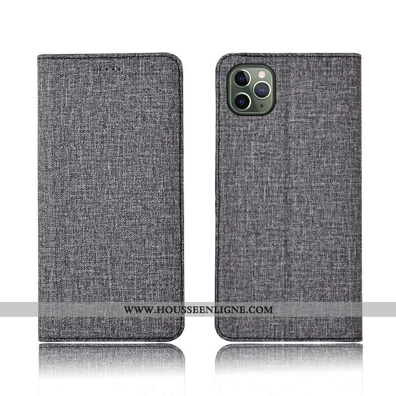 Étui iPhone 11 Pro Max Protection Cuir Téléphone Portable Lin Tout Compris Incassable Silicone Noir