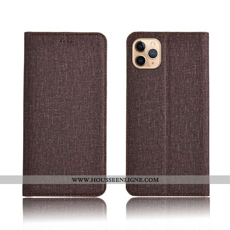 Étui iPhone 11 Pro Max Protection Cuir Téléphone Portable Lin Tout Compris Incassable Silicone Noir