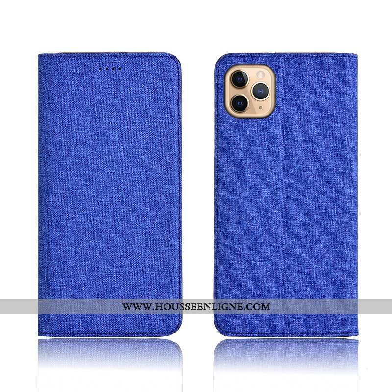 Étui iPhone 11 Pro Max Protection Cuir Téléphone Portable Lin Tout Compris Incassable Silicone Noir