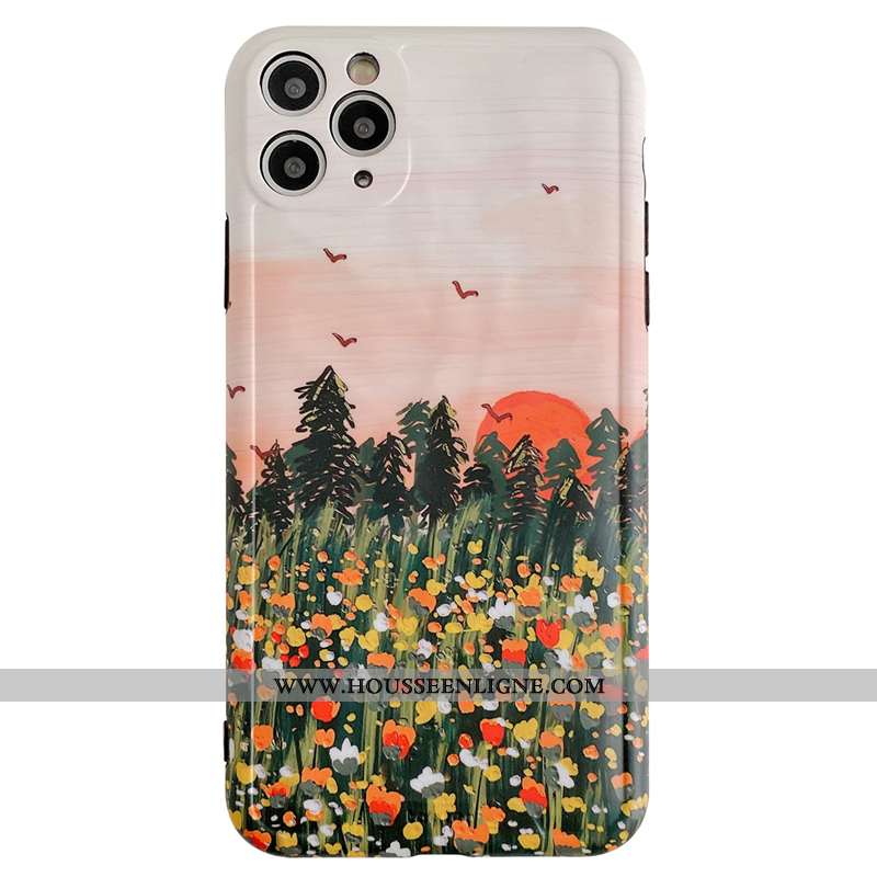 Étui iPhone 11 Pro Max Protection Personnalité Peinte À La Main Clair Téléphone Portable Fleur Créat