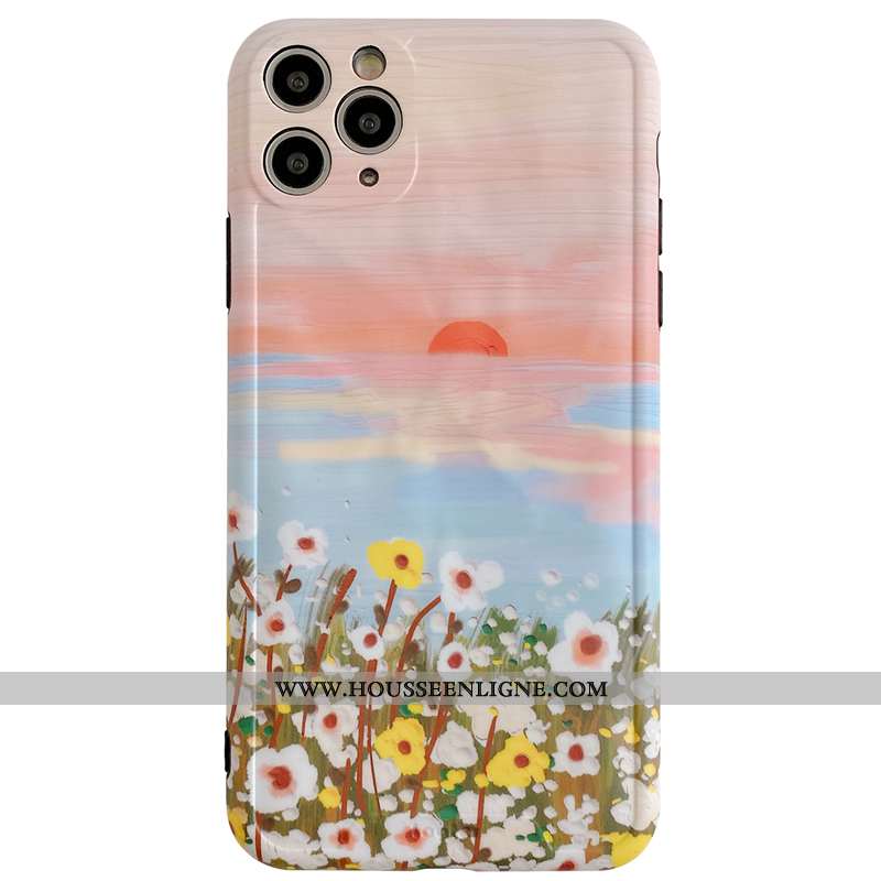 Étui iPhone 11 Pro Max Protection Personnalité Peinte À La Main Clair Téléphone Portable Fleur Créat