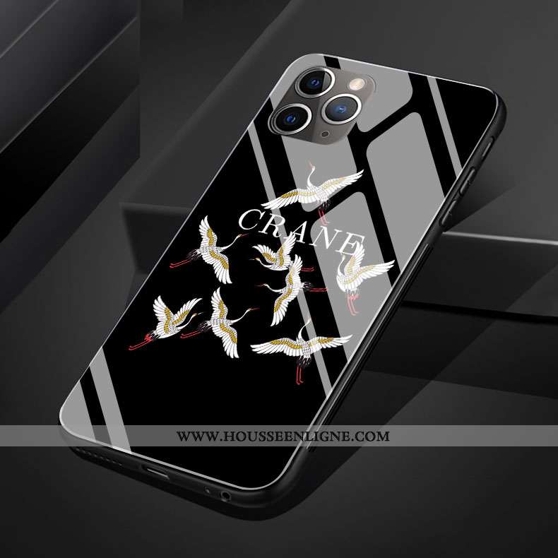 Étui iPhone 11 Pro Max Protection Verre Art Grue Coque Personnalité Frais Rouge