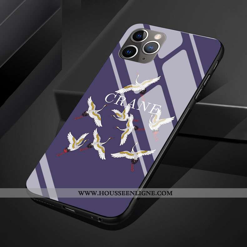 Étui iPhone 11 Pro Max Protection Verre Art Grue Coque Personnalité Frais Rouge