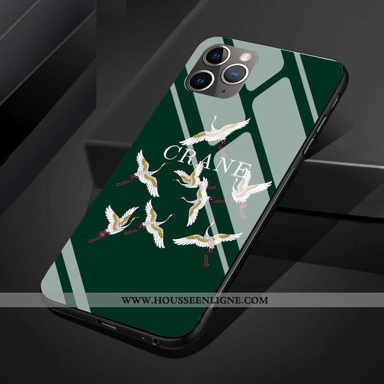 Étui iPhone 11 Pro Max Protection Verre Art Grue Coque Personnalité Frais Rouge