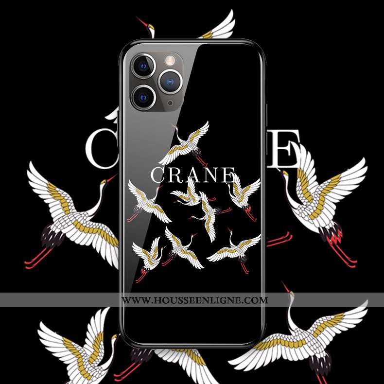 Étui iPhone 11 Pro Max Protection Verre Art Grue Coque Personnalité Frais Rouge