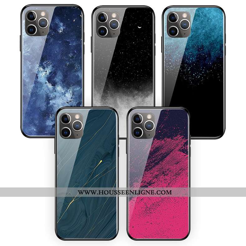 Étui iPhone 11 Pro Max Silicone Protection Bleu Simple Verre Coque Vent