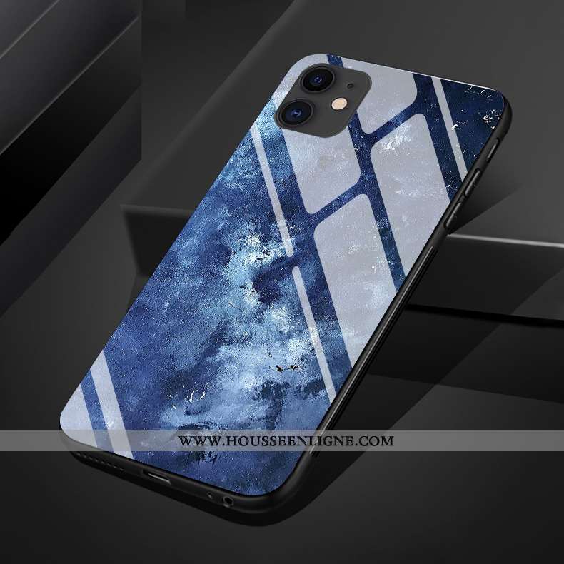 Étui iPhone 11 Pro Max Silicone Protection Bleu Simple Verre Coque Vent