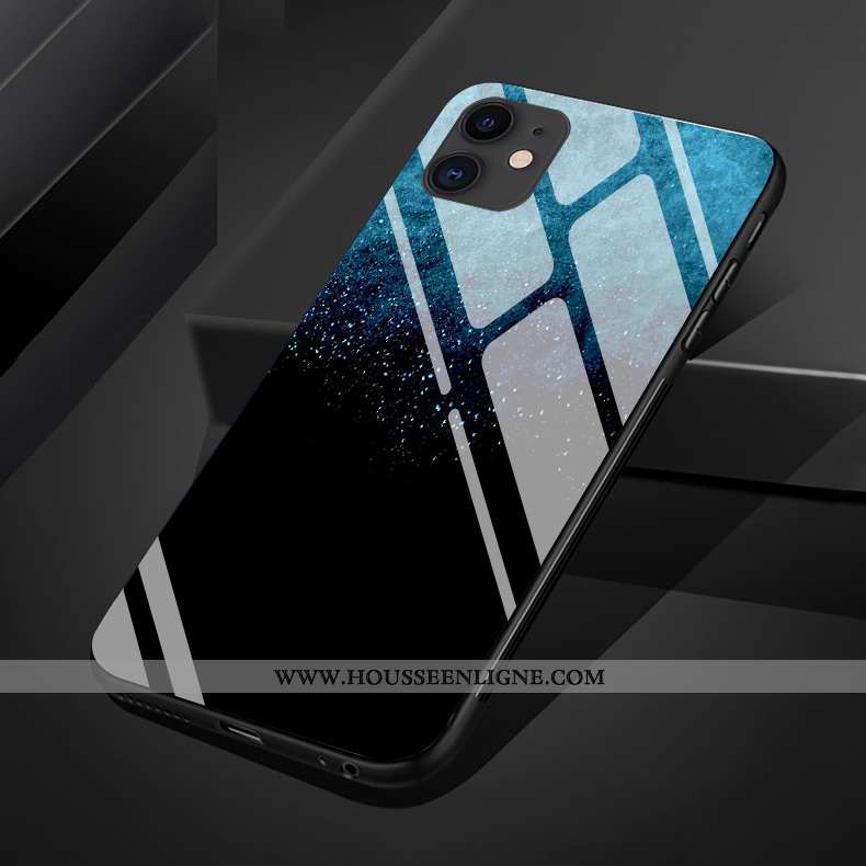 Étui iPhone 11 Pro Max Silicone Protection Bleu Simple Verre Coque Vent