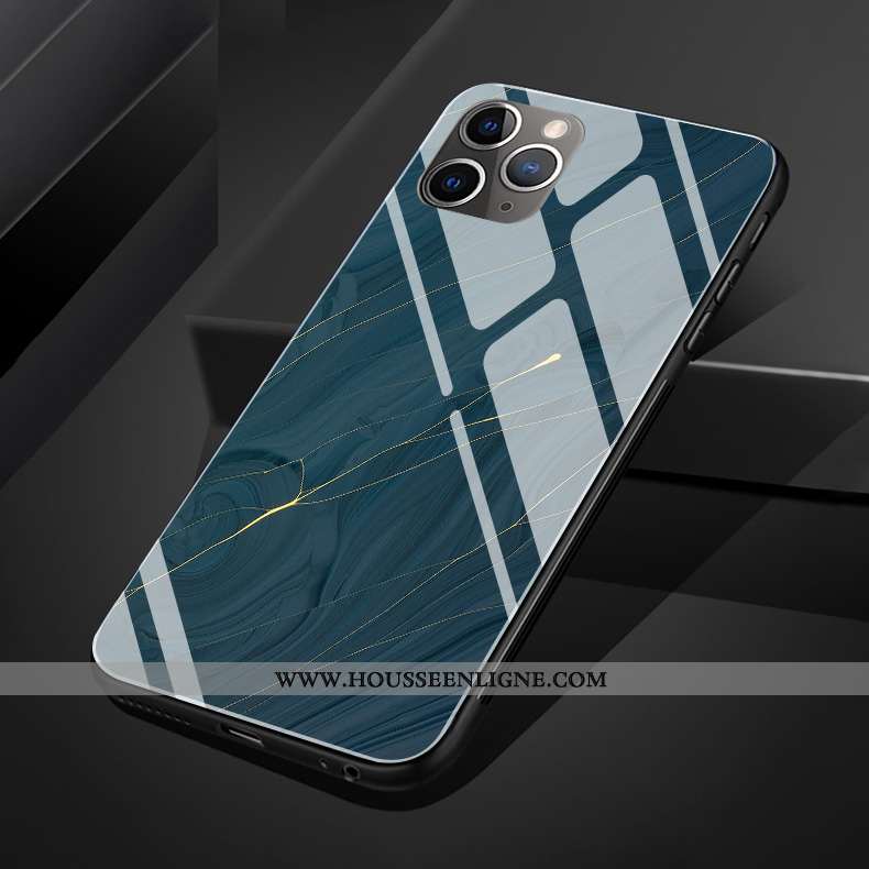 Étui iPhone 11 Pro Max Silicone Protection Bleu Simple Verre Coque Vent
