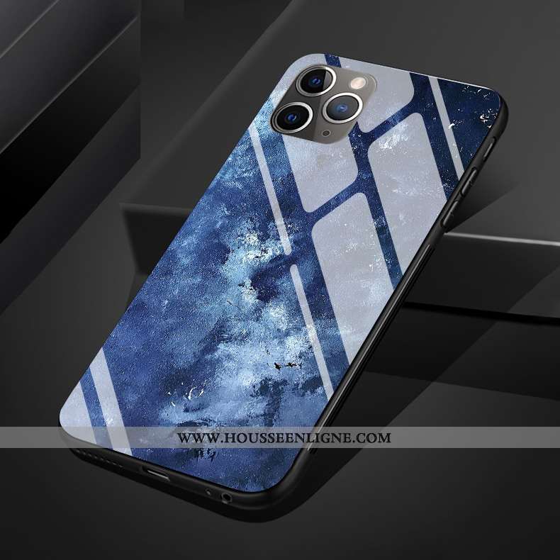 Étui iPhone 11 Pro Max Silicone Protection Bleu Simple Verre Coque Vent