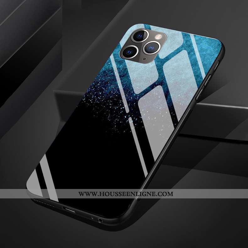 Étui iPhone 11 Pro Max Silicone Protection Bleu Simple Verre Coque Vent