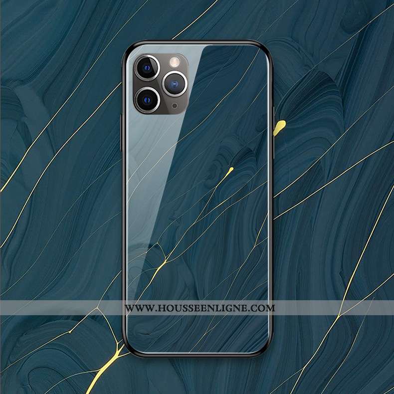 Étui iPhone 11 Pro Max Silicone Protection Bleu Simple Verre Coque Vent