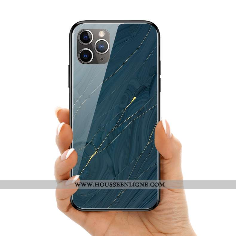 Étui iPhone 11 Pro Max Silicone Protection Bleu Simple Verre Coque Vent