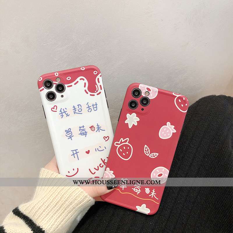 Étui iPhone 11 Pro Max Silicone Protection Dessin Animé Créatif Rouge Fluide Doux Ultra