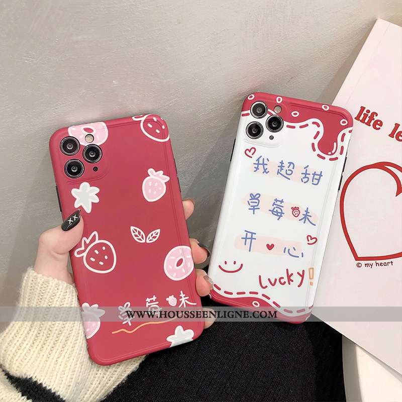 Étui iPhone 11 Pro Max Silicone Protection Dessin Animé Créatif Rouge Fluide Doux Ultra