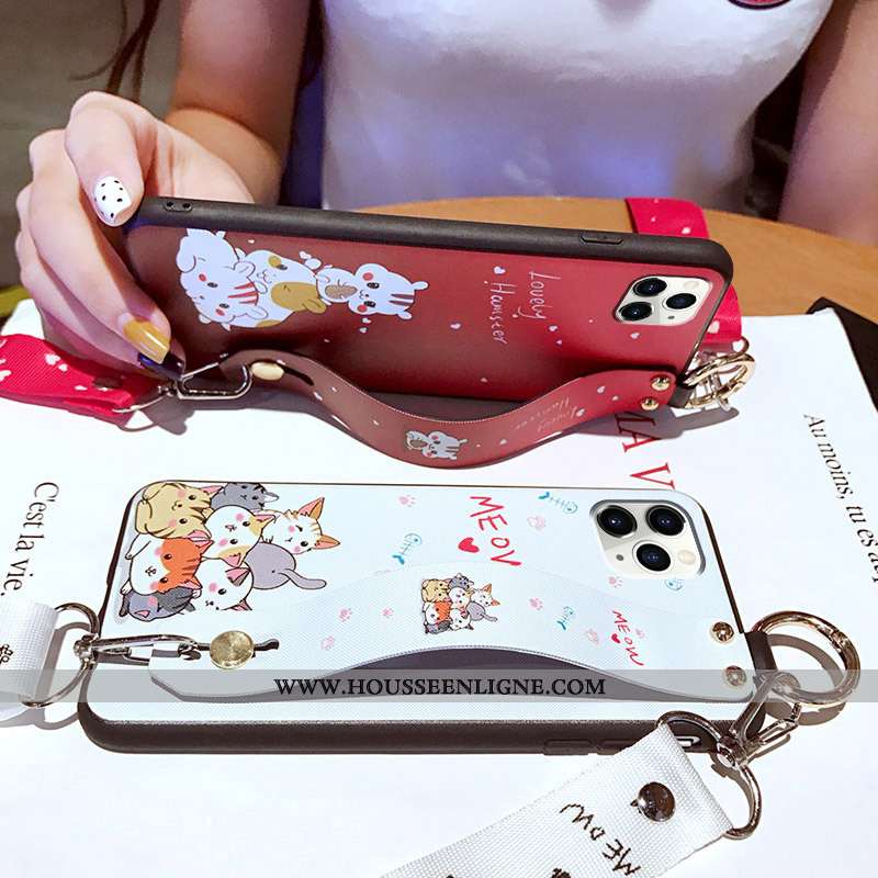 Étui iPhone 11 Pro Max Ultra Tendance Légère Rouge Dessin Animé Téléphone Portable