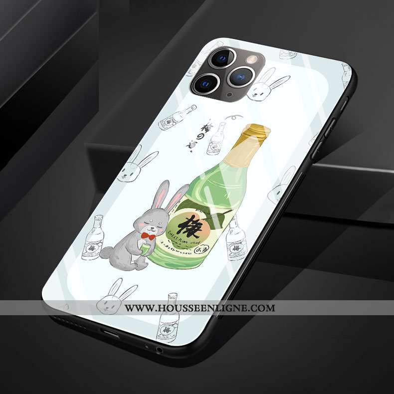 Étui iPhone 11 Pro Max Verre Dessin Animé Coque Silicone Amoureux Téléphone Portable Singe Rose