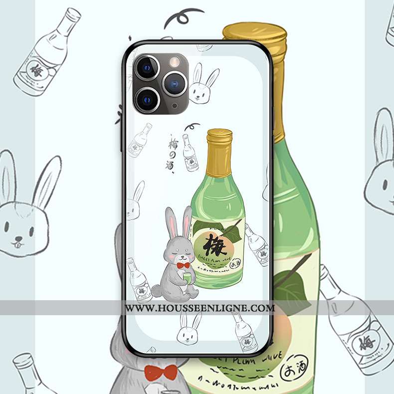 Étui iPhone 11 Pro Max Verre Dessin Animé Coque Silicone Amoureux Téléphone Portable Singe Rose
