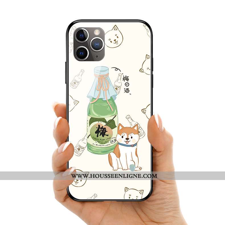 Étui iPhone 11 Pro Max Verre Dessin Animé Coque Silicone Amoureux Téléphone Portable Singe Rose