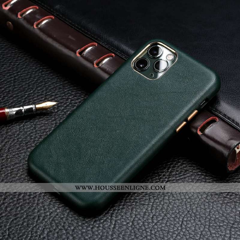 Étui iPhone 11 Pro Modèle Fleurie Protection Cuir Cuir Véritable Tout Compris Simple Luxe Marron