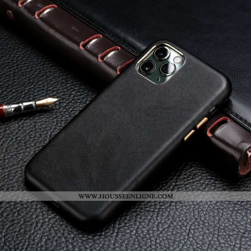 Étui iPhone 11 Pro Modèle Fleurie Protection Cuir Cuir Véritable Tout Compris Simple Luxe Marron