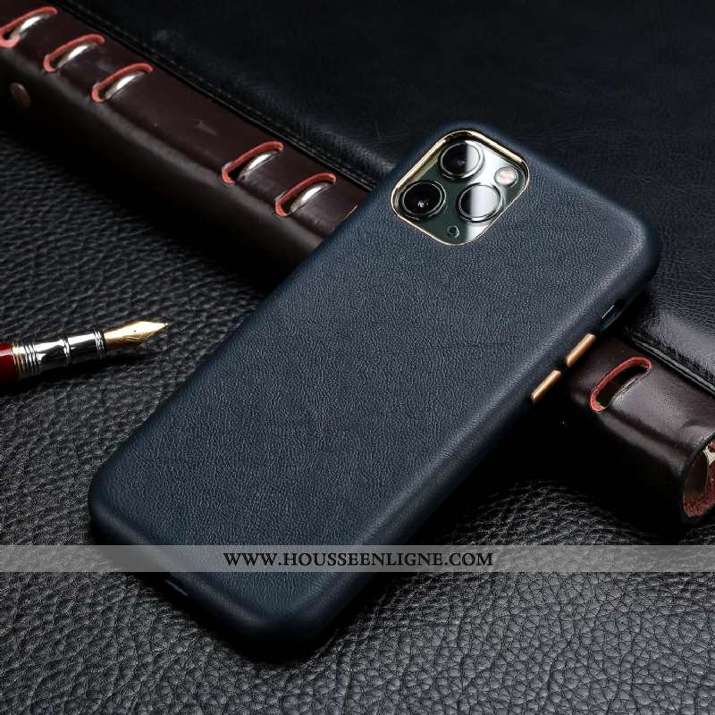 Étui iPhone 11 Pro Modèle Fleurie Protection Cuir Cuir Véritable Tout Compris Simple Luxe Marron
