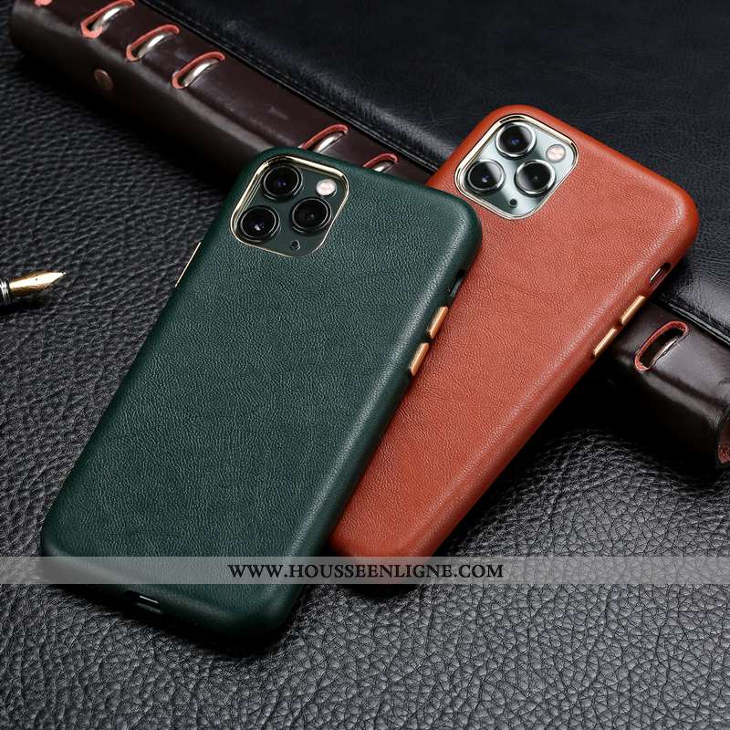 Étui iPhone 11 Pro Modèle Fleurie Protection Cuir Cuir Véritable Tout Compris Simple Luxe Marron