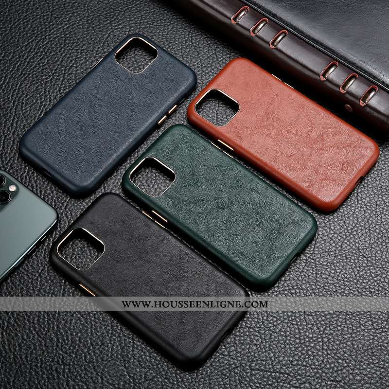 Étui iPhone 11 Pro Modèle Fleurie Protection Cuir Cuir Véritable Tout Compris Simple Luxe Marron