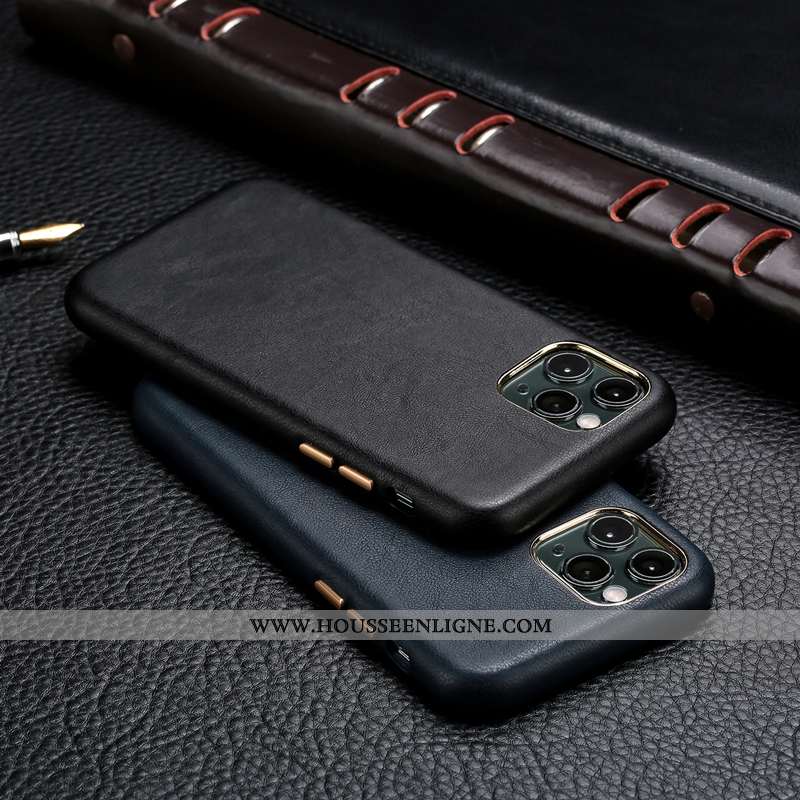 Étui iPhone 11 Pro Modèle Fleurie Protection Cuir Cuir Véritable Tout Compris Simple Luxe Marron