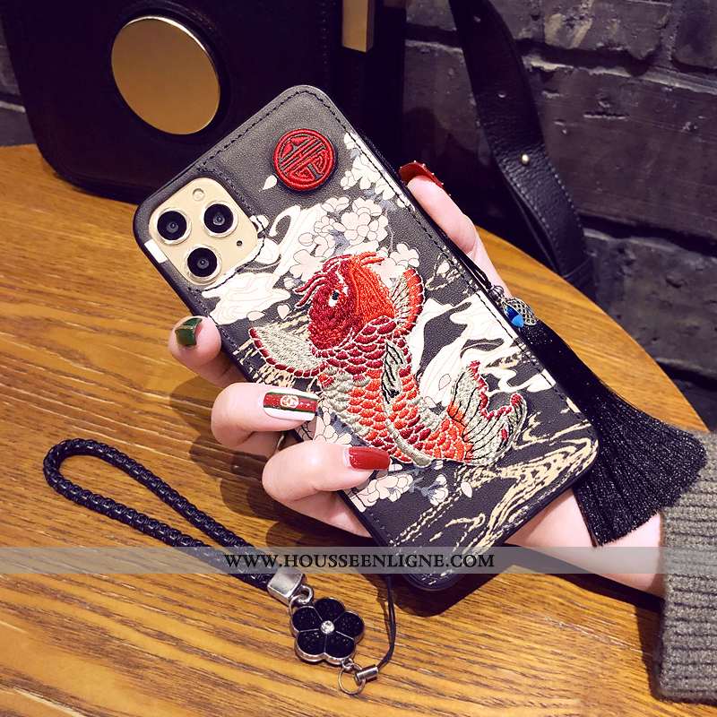 Étui iPhone 11 Pro Ornements Suspendus Protection Style Chinois Téléphone Portable Vert Coque Verte