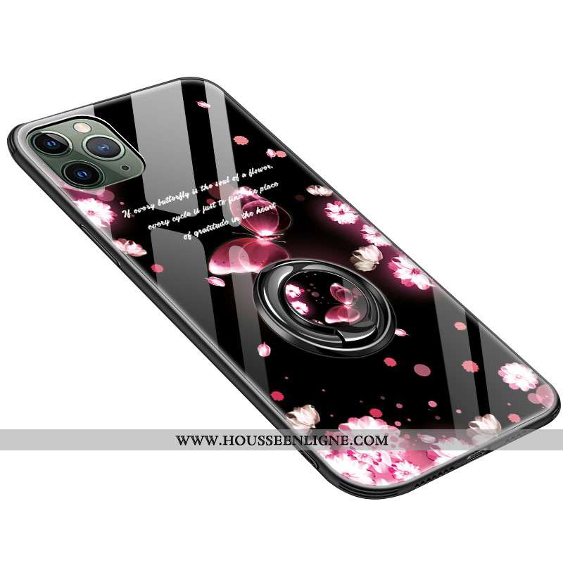 Étui iPhone 11 Pro Personnalité Créatif Verre Coque Noir Protection Fluide Doux