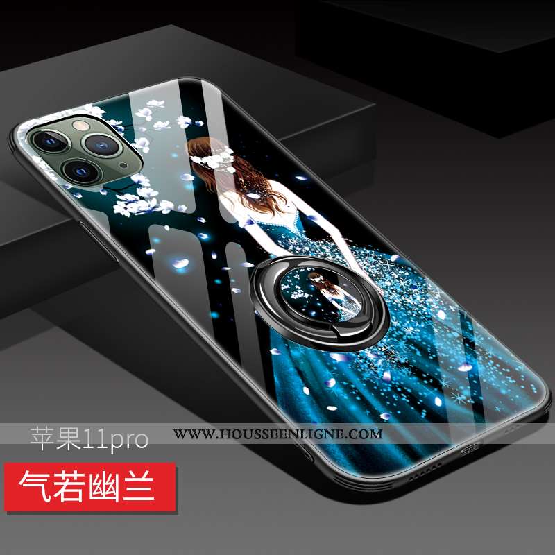 Étui iPhone 11 Pro Personnalité Créatif Verre Coque Noir Protection Fluide Doux