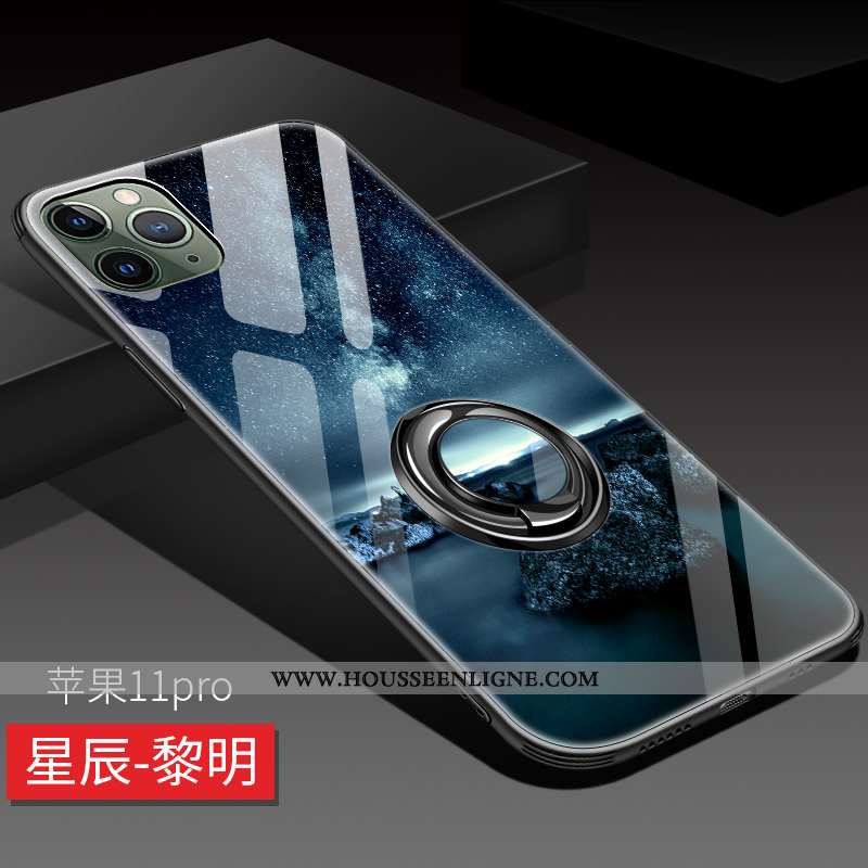Étui iPhone 11 Pro Personnalité Créatif Verre Coque Noir Protection Fluide Doux