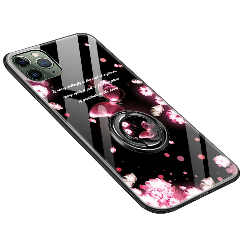 Étui iPhone 11 Pro Personnalité Créatif Verre Coque Noir Protection Fluide Doux