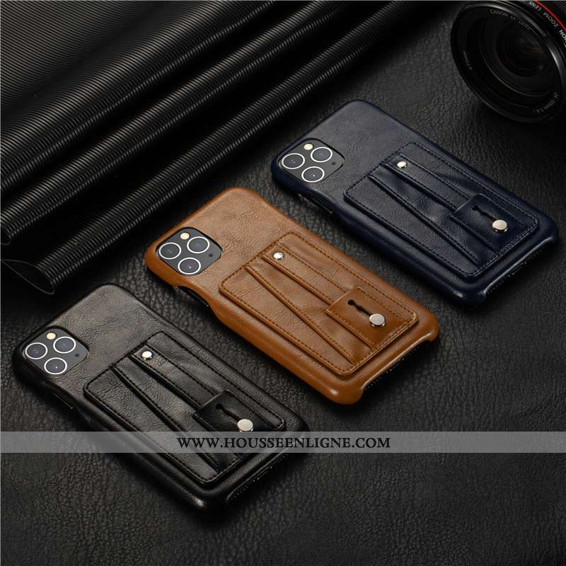 Étui iPhone 11 Pro Personnalité Cuir Véritable Support Incassable Qualité Téléphone Portable Coque M