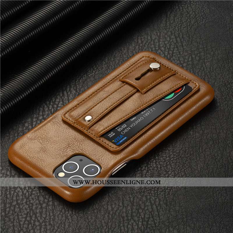 Étui iPhone 11 Pro Personnalité Cuir Véritable Support Incassable Qualité Téléphone Portable Coque M