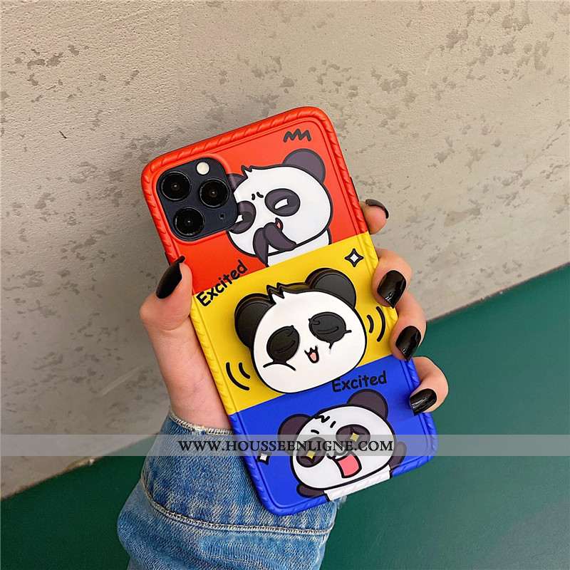 Étui iPhone 11 Pro Silicone Dessin Animé Orange Coque Amoureux Téléphone Portable Support