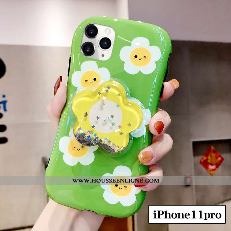 Étui iPhone 11 Pro Silicone Tendance Incassable Frais Vert Petit Fleur Verte