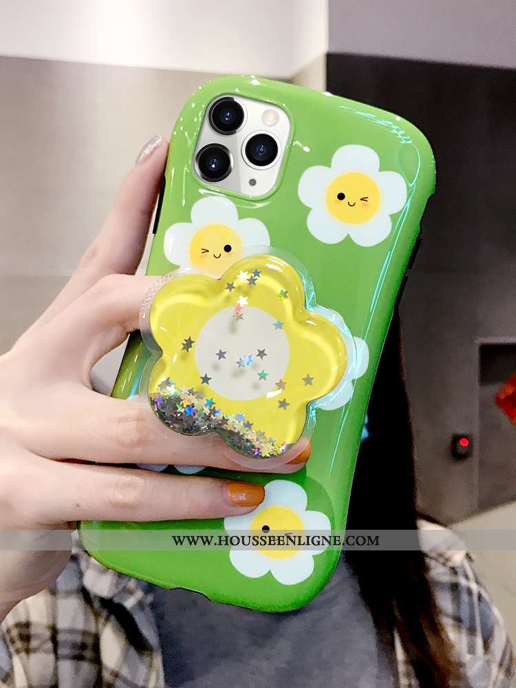 Étui iPhone 11 Pro Silicone Tendance Incassable Frais Vert Petit Fleur Verte