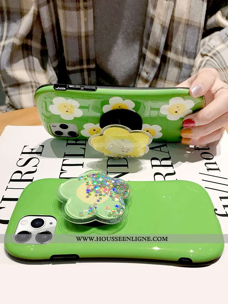 Étui iPhone 11 Pro Silicone Tendance Incassable Frais Vert Petit Fleur Verte