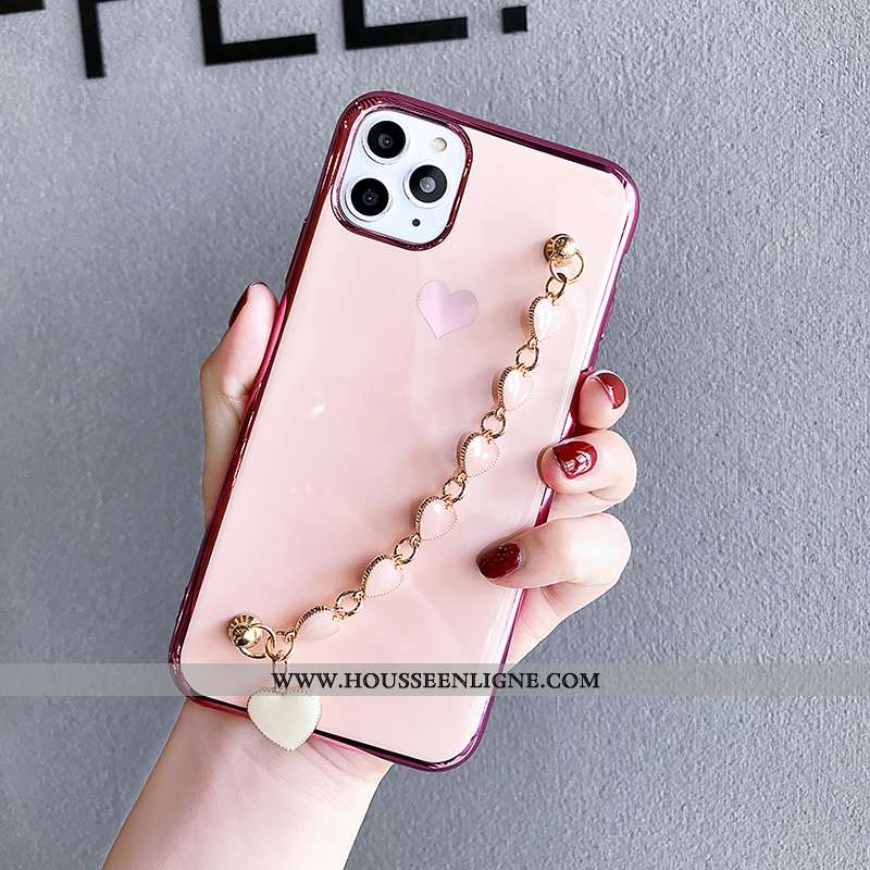 Étui iPhone 11 Pro Tendance Fluide Doux Placage Coque Bovins Téléphone Portable Rose