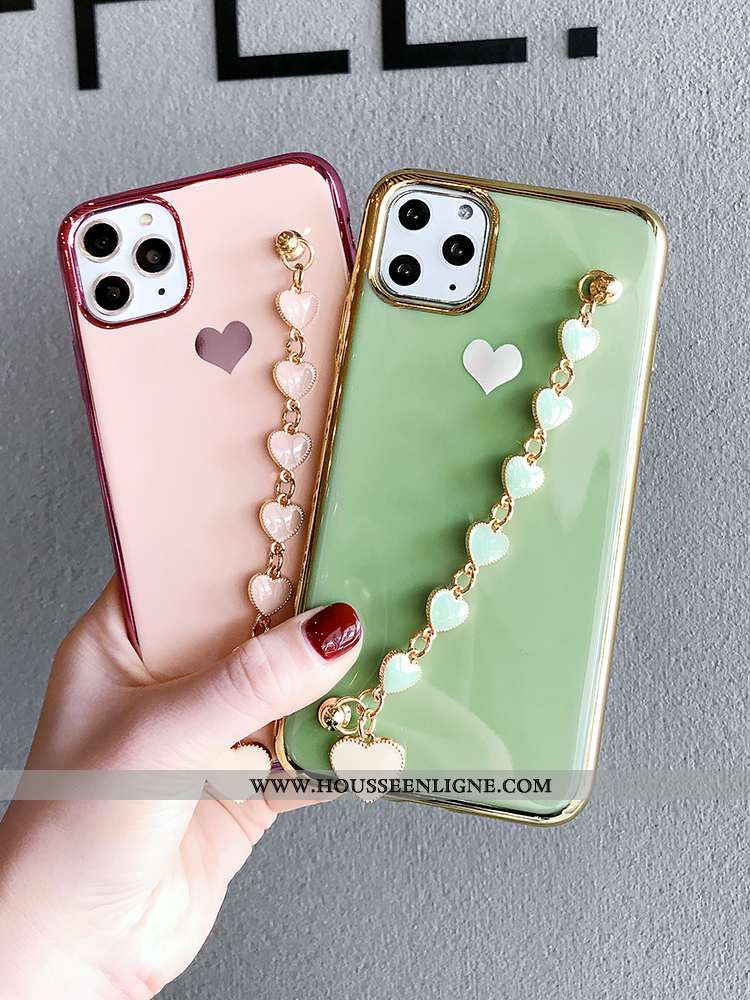 Étui iPhone 11 Pro Tendance Fluide Doux Placage Coque Bovins Téléphone Portable Rose