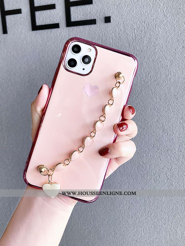 Étui iPhone 11 Pro Tendance Fluide Doux Placage Coque Bovins Téléphone Portable Rose