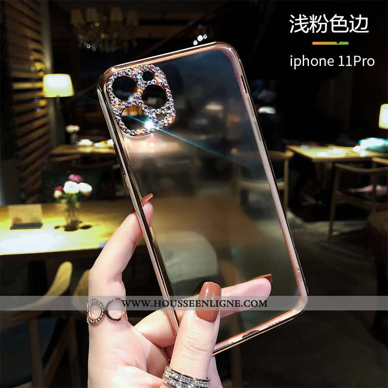 Étui iPhone 11 Pro Tendance Silicone Tout Compris Créatif Border Net Rouge Rose