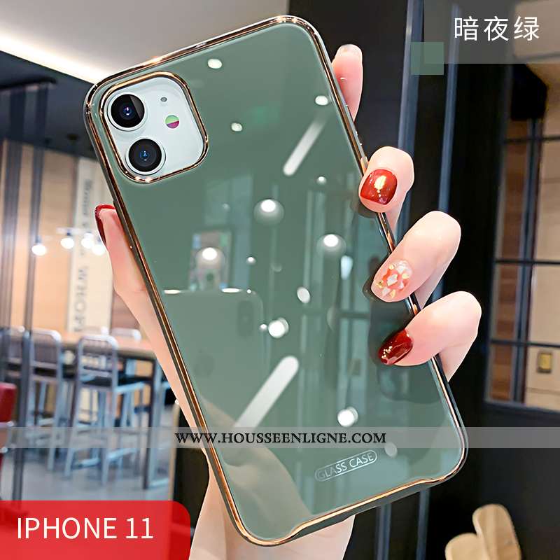Étui iPhone 11 Silicone Protection Coque Luxe Tout Compris Téléphone Portable Fluide Doux Verte